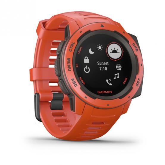 Garmin Instinct - kolor ognistoczerwony - zegarek GPS o wojskowej klasie wytrzymałości 810G, z kompasem, barometrem i profilami sportowymi [010-02064-02]