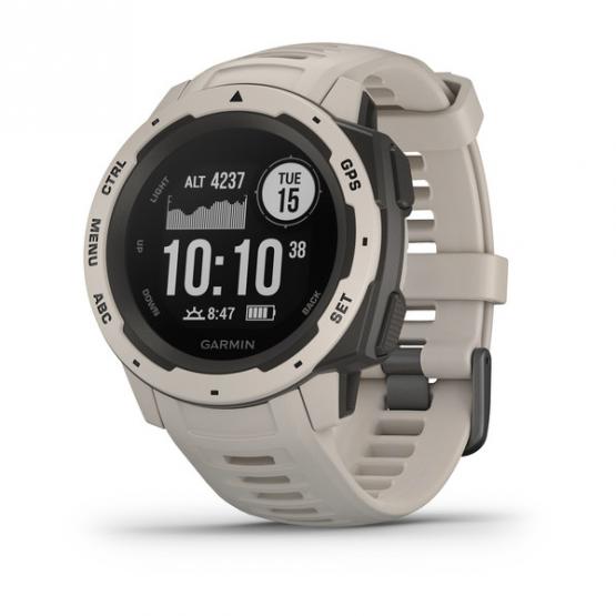Garmin Instinct - kolor jasnoszary - zegarek GPS o wojskowej klasie wytrzymałości 810G, z kompasem, barometrem i profilami sportowymi [010-02064-01]