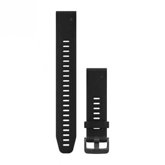 Garmin Pasek Fenix 5S Plus Czarny L długi - Quick Fit 20 mm, silikonowy, pasuje do Fenix 5S, Fenix 6S, D2 Delta S, Oryginalny Garmin [010-12739-07]