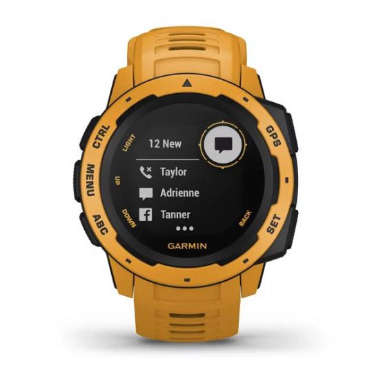 Garmin Instinct - kolor ciemnożółty - zegarek GPS o wojskowej klasie wytrzymałości 810G, z kompasem, barometrem i profilami sportowymi [010-02064-03]