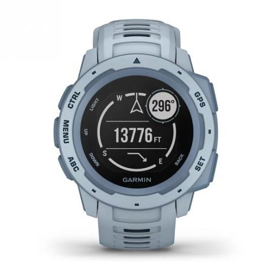 Garmin Instinct - kolor szaroniebieski - zegarek GPS o wojskowej klasie wytrzymałości 810G, z kompasem, barometrem i profilami sportowymi [010-02064-05]