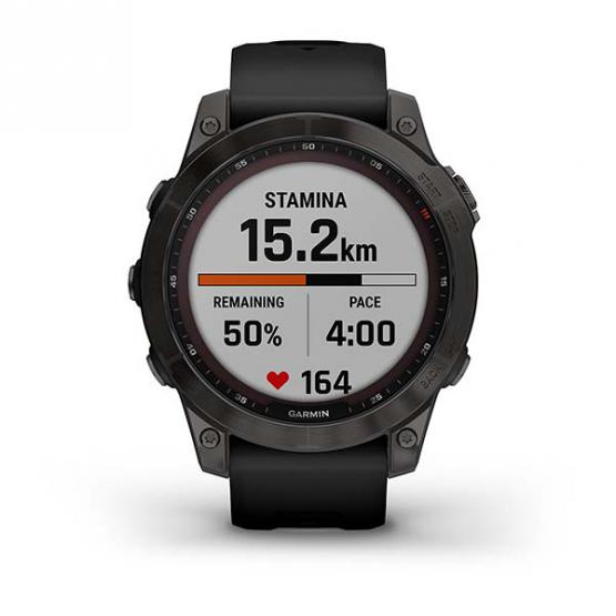 Garmin Fenix 7 Sapphire Solar Szary Carbon Gray DLC tytanowy z czarnym paskiem [010-02540-21]