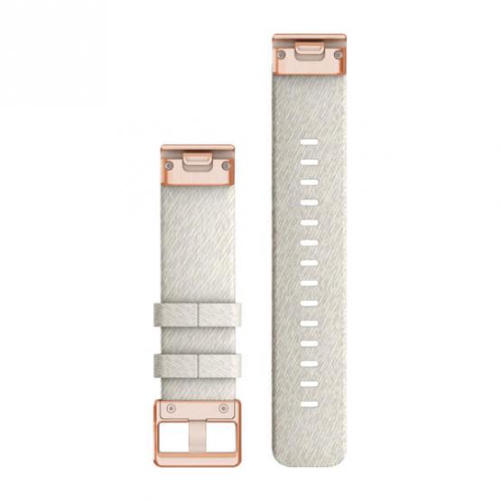 Garmin Pasek Fenix 7S kremowy - QuickFit 20 mm, nylonowy z różowo-złotym zapięciem, Oryginalny Garmin [010-13102-09]