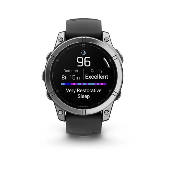 Garmin Fenix E - 47mm, ekran AMOLED, Standard, Srebrny Stal nierdzewna  z paskiem czarnym [010-03025-00]