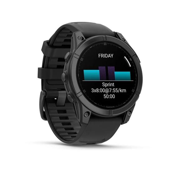 Garmin Fenix E - 47mm, ekran AMOLED, Standard, Slate grey Stal nierdzewna  z paskiem czarnym [010-03025-01]