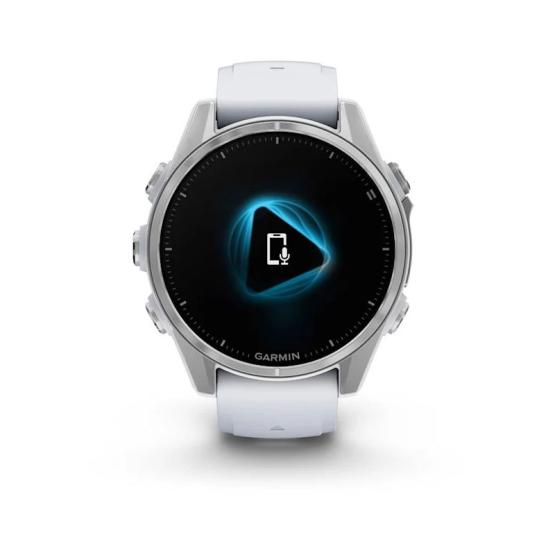 Garmin Fenix 8 - 43mm, ekran AMOLED, Standard, Stal, Srebrny z paskiem białym Whitestone [010-02903-00]