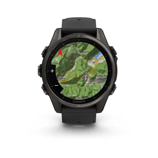 Garmin Fenix 8 - 43mm, ekran AMOLED, Sapphire, Carbon grey DLC titanium z paskiem czarnym [010-02903-21]