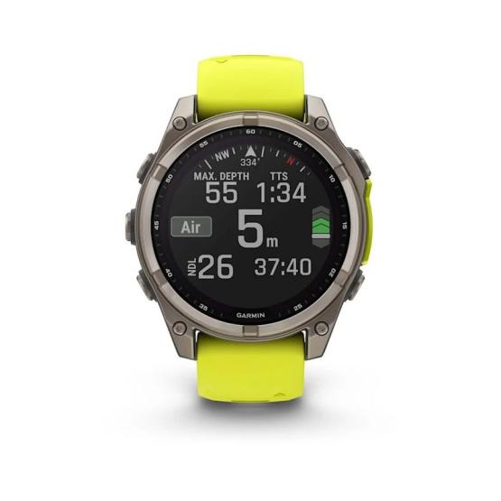 Garmin Fenix 8 - 47mm, ekran MIP, Solar, Sapphire, Tytanowy z paskiem żółtym Amp yellow [010-02906-21]