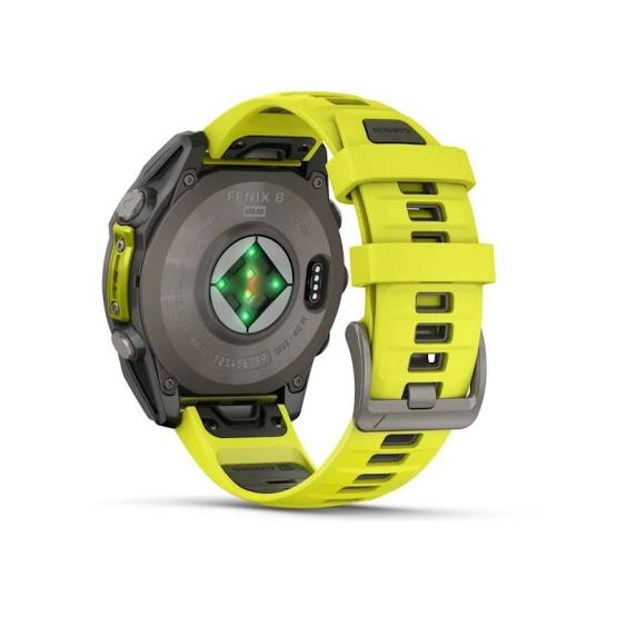 Garmin Fenix 8 - 47mm, ekran MIP, Solar, Sapphire, Tytanowy z paskiem żółtym Amp yellow [010-02906-21]