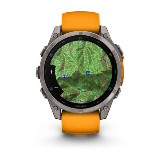 Garmin Fenix 8 - 47mm, ekran AMOLED, Sapphire, Tytanowy z paskiem pomarańczowym Spark orange [010-02904-11]