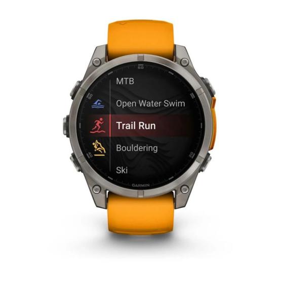 Garmin Fenix 8 - 47mm, ekran AMOLED, Sapphire, Tytanowy z paskiem pomarańczowym Spark orange [010-02904-11]