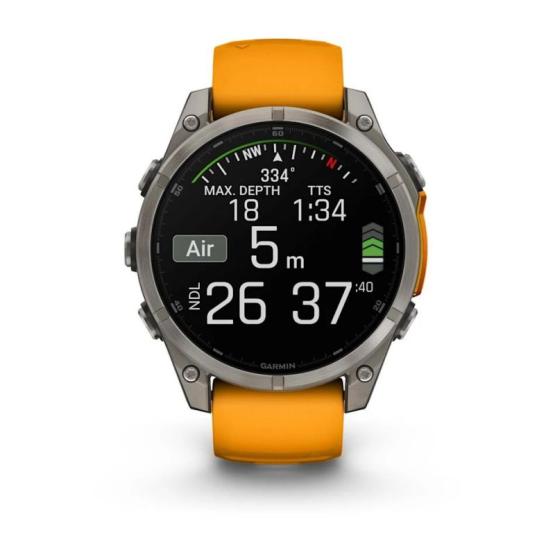 Garmin Fenix 8 - 47mm, ekran AMOLED, Sapphire, Tytanowy z paskiem pomarańczowym Spark orange [010-02904-11]