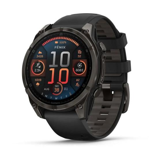 Garmin Fenix 8 - 47mm, ekran AMOLED, Sapphire, Carbon grey DLC titanium z paskiem czarnym [010-02904-21]