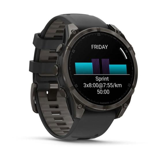 Garmin Fenix 8 - 47mm, ekran AMOLED, Sapphire, Carbon grey DLC titanium z paskiem czarnym [010-02904-21]