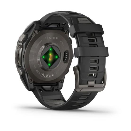 Garmin Fenix 8 - 47mm, ekran AMOLED, Sapphire, Carbon grey DLC titanium z paskiem czarnym [010-02904-21]