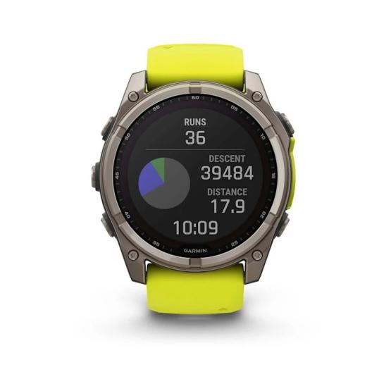 Garmin Fenix 8 - 51mm, ekran MIP, Solar, Sapphire, Tytanowy z paskiem żółtym Amp yellow [010-02907-21]