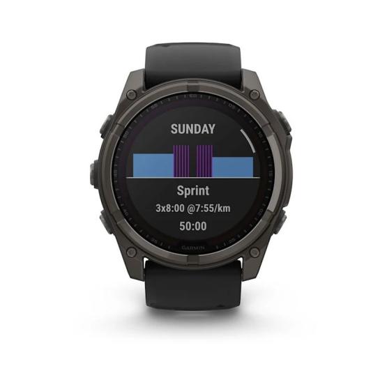 Garmin Fenix 8 - 51mm, ekran MIP, Solar, Sapphire, Carbon grey DLC titanium z paskiem czarnym [010-02907-11]