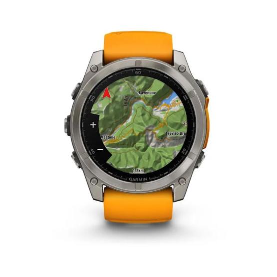 Garmin Fenix 8 - 51mm, ekran AMOLED, Sapphire, Tytanowy z paskiem pomarańczowym Spark orange [010-02905-11]