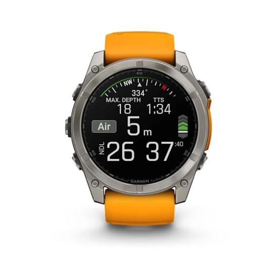 Garmin Fenix 8 - 51mm, ekran AMOLED, Sapphire, Tytanowy z paskiem pomarańczowym Spark orange [010-02905-11]