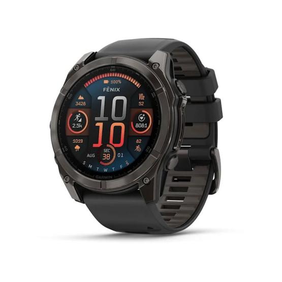 Garmin Fenix 8 - 51mm, ekran AMOLED, Sapphire, Carbon grey DLC titanium z paskiem czarnym [010-02905-21]