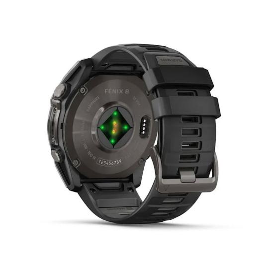 Garmin Fenix 8 - 51mm, ekran AMOLED, Sapphire, Carbon grey DLC titanium z paskiem czarnym [010-02905-21]