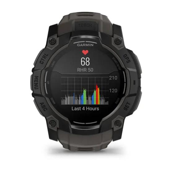 Garmin Instinct 3 50mm AMOLED Czarny z paskiem w kolorze Charcoal grafitowym [010-03020-00]