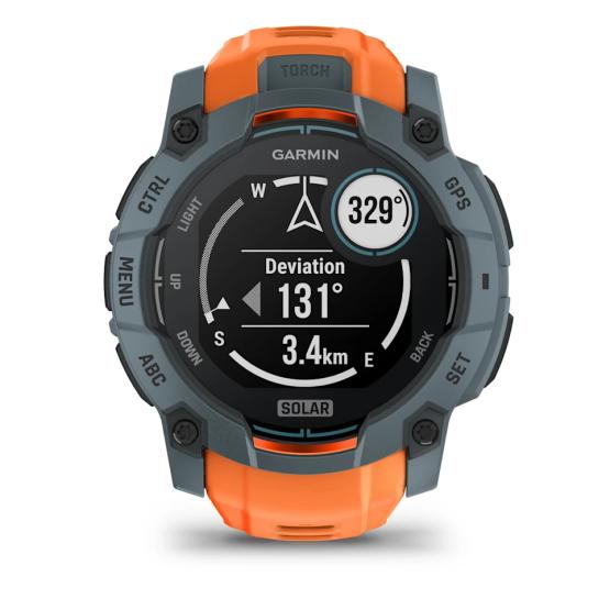 Garmin Instinct 3 50mm Solar Twilight ciemno niebieski z paskiem w kolorze Solstice pomarańczowym [010-02935-01]