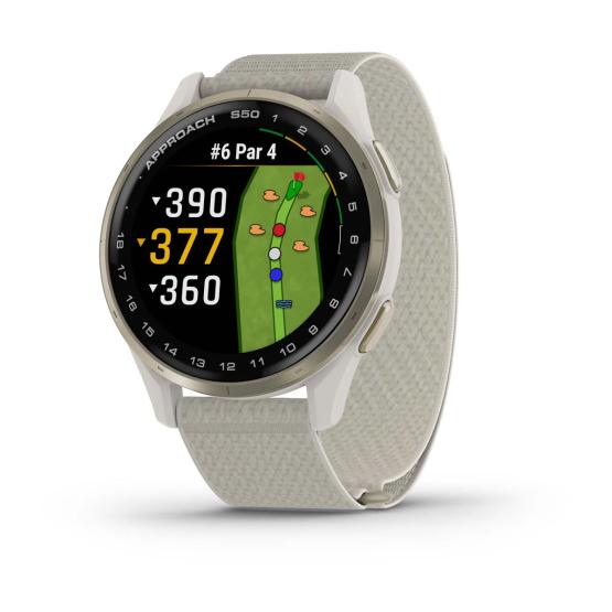 Garmin Approach S50 kremowozłoty z nylonowym paskiem ComfortFit [010-03010-01]