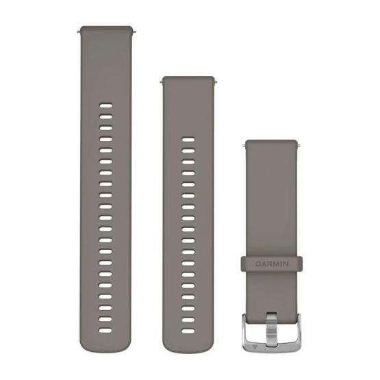 Garmin Paski silikonowe 22 mm Quick Release Vivoactive 4 / Venu 2, 3 / Forerunner 255, 265 - szary ze srebrnym zapięciem [010-13406-10]