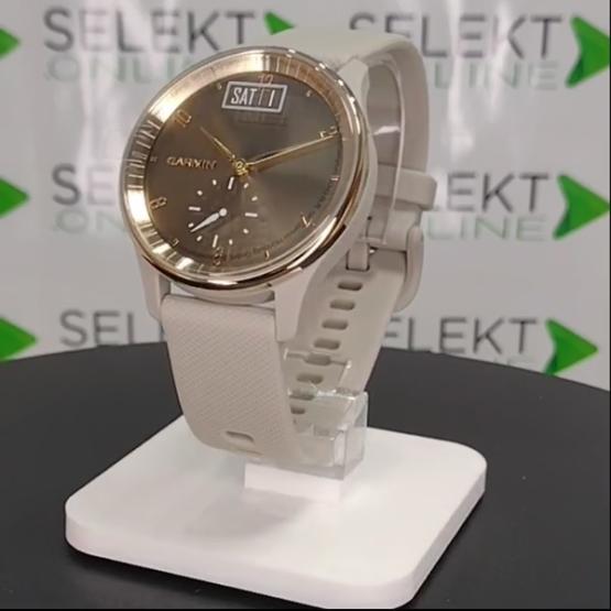 Garmin Vivomove Trend Kremowozłota ramka ze stali nierdzewnej z ciepłoszarą kopertą i silikonowym paskiem [010-02665-02] (2)