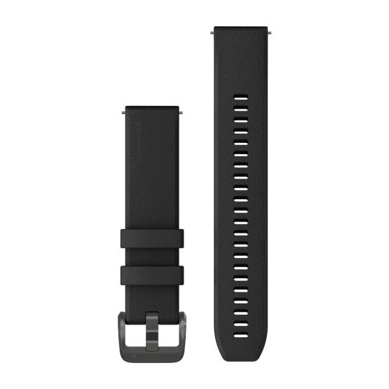 Garmin Silikonowy pasek 20 mm Quick Release Forerunner 55, 245, 645 / Vivomove HR, 3, Luxe, Style / Venu / Vivoactive 3, 5 - czarny, czarna sprzączka [010-13439-00] (1)