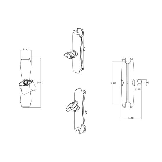 RAM Mounts RAM-D-201U-E ramię 33cm na kule 2,25 cala (2)