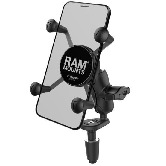 RAM Mounts RAM-B-176-A-UN7U uchwyt X-Grip do telefonu montowany w trzon widelca w motocyklu z 1 calową głowicą obrotową (1)