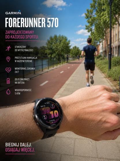 Garmin Forerunner 570 47mm Slate Grey Czarny [010-02971-00] (2)
