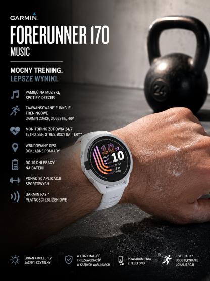 Garmin Forerunner 170 MUSIC Whitestone biały [010-03920-11] (2)