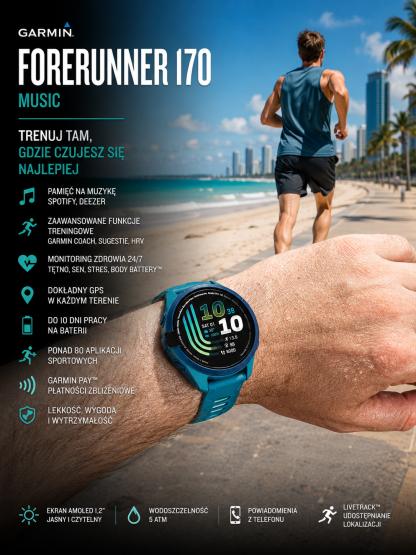 Garmin Forerunner 170 MUSIC Teal Green zielony [010-03920-12] (2)