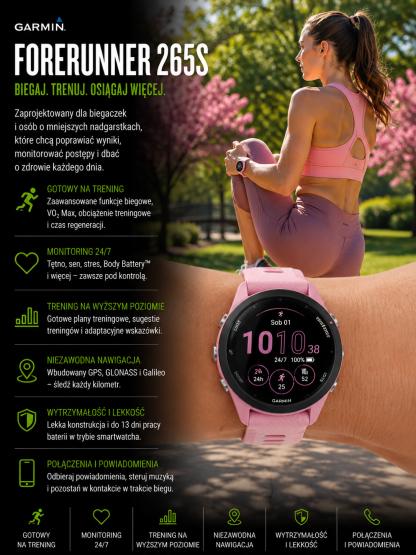 Garmin Forerunner 265s Różowy [010-02810-15] (2)