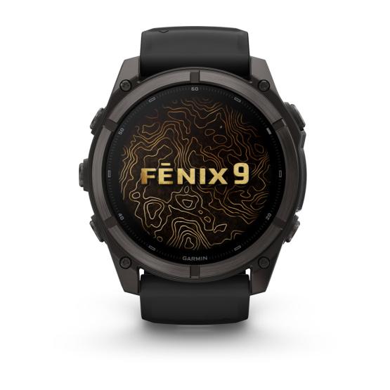 Garmin Fenix 9 Standard - 51mm Tytanowy w kolorze Carbon Gray z powłoką (DLC) z silikonowym paskiem w kolorze Black [010-04763-11] (2)