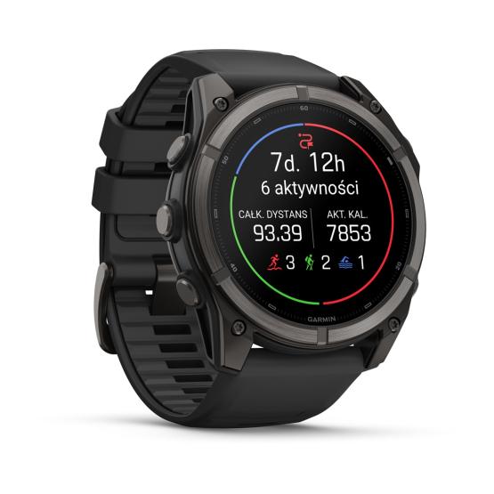 Garmin Fenix 9 Standard - 51mm Tytanowy w kolorze Carbon Gray z powłoką (DLC) z silikonowym paskiem w kolorze Black [010-04763-11] (3)