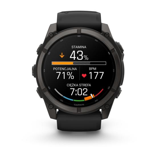Garmin Fenix 9 Standard - 51mm Tytanowy w kolorze Carbon Gray z powłoką (DLC) z silikonowym paskiem w kolorze Black [010-04763-11] (4)