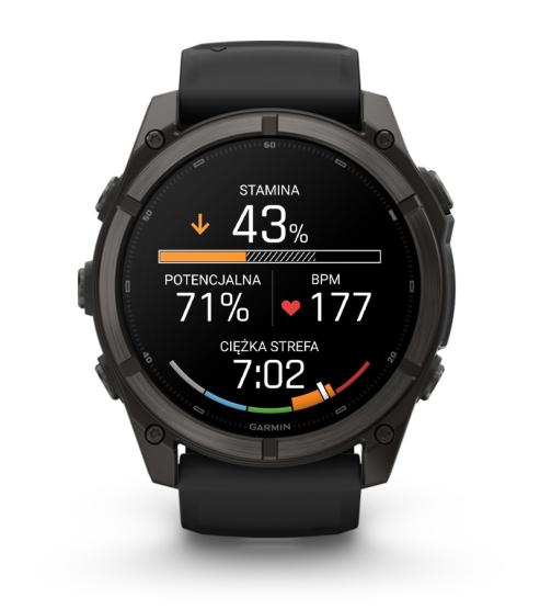 Garmin Fenix 9 Standard - 51mm Tytanowy w kolorze Carbon Gray z powłoką (DLC) z silikonowym paskiem w kolorze Black [010-04763-11] (13)