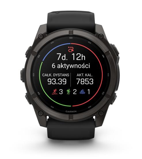 Garmin Fenix 9 Standard - 51mm Tytanowy w kolorze Carbon Gray z powłoką (DLC) z silikonowym paskiem w kolorze Black [010-04763-11] (14)
