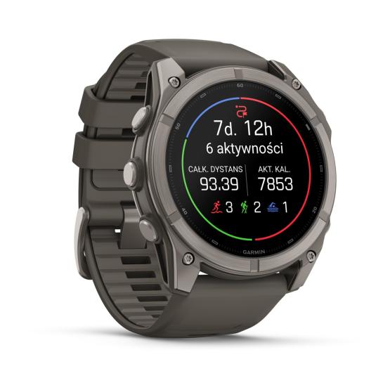 Garmin Fenix 9 Standard - 51mm Tytanowy z silikonowym paskiem w kolorze Pebble Gray [010-04763-01] (3)