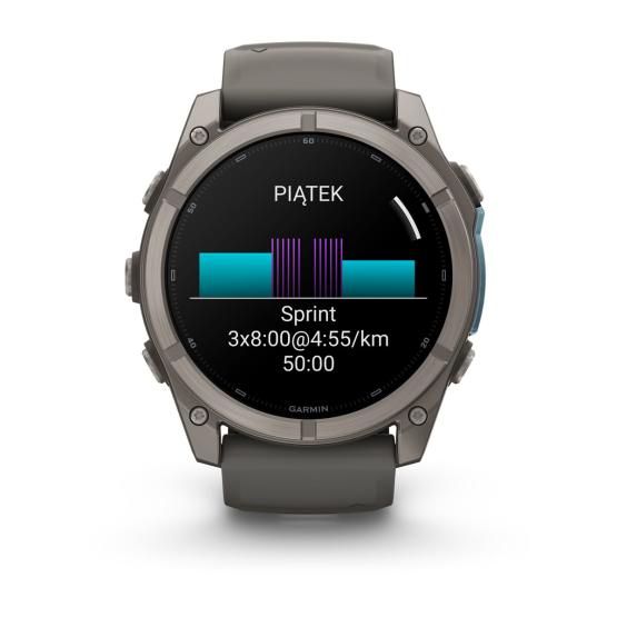 Garmin Fenix 9 Standard - 51mm Tytanowy z silikonowym paskiem w kolorze Pebble Gray [010-04763-01] (8)