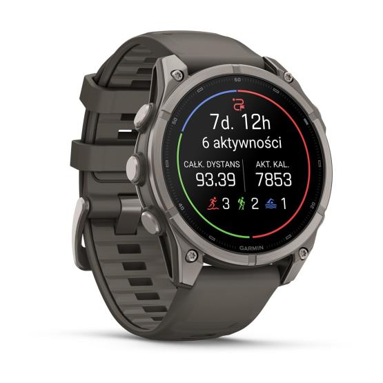 Garmin Fenix 9 Standard - 47mm Tytanowy z silikonowym paskiem w kolorze Pebble Gray [010-04762-01] (2)