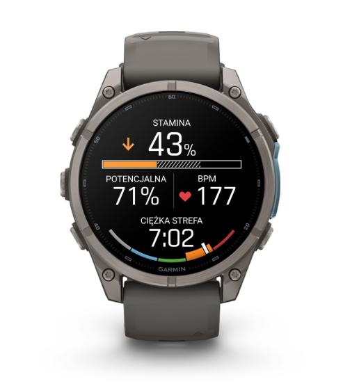 Garmin Fenix 9 Standard - 47mm Tytanowy z silikonowym paskiem w kolorze Pebble Gray [010-04762-01] (8)