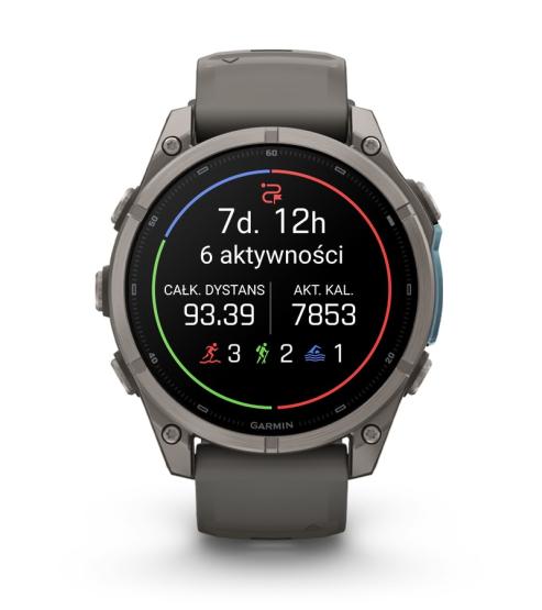 Garmin Fenix 9 Standard - 47mm Tytanowy z silikonowym paskiem w kolorze Pebble Gray [010-04762-01] (9)