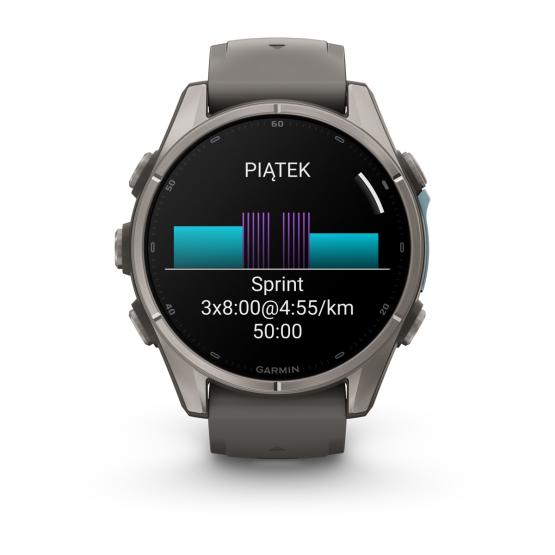 Garmin Fenix 9 Standard - 43mm Tytanowy z silikonowym paskiem w kolorze Pebble Gray [010-04761-11] (9)