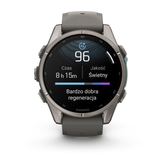 Garmin Fenix 9 Standard - 43mm Tytanowy z silikonowym paskiem w kolorze Pebble Gray [010-04761-11] (11)