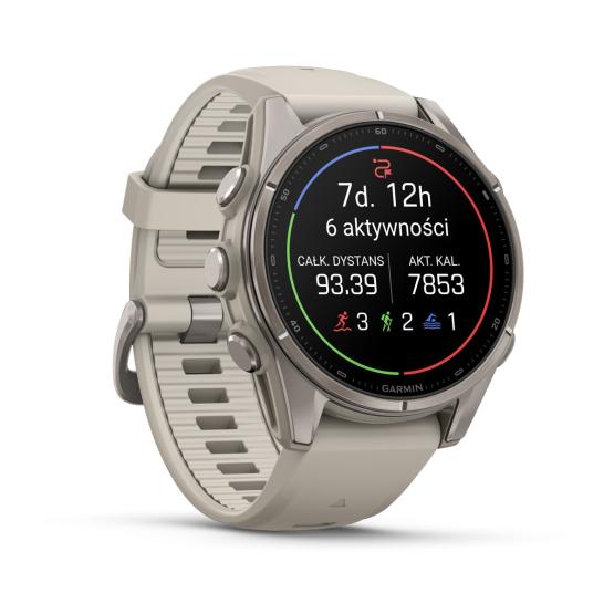 Garmin Fenix 9 Standard - 43mm Tytanowy z silikonowym paskiem w kolorze Fog Gray [010-04761-01] (3)